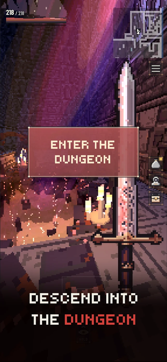The way into the dungeon inside the church, with the Enter the Dungeon button